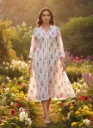 White Floral Printed Shirt Style Midi Dress for Women – Elegant Summer Dress
