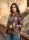 Purple Floral Suzani Embroidered Cotton Jacket – Handmade Artisan Coat | Made on Order